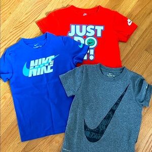 Nike Kids Short Sleeve Tees - Blue, Orange, and Gray